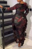 EVE Plus Size Fashion Irregular Long Sleeve Hollow Maxi Dress NY-2831