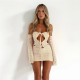 EVE Sexy One Shoulder Hollow Out Knit Mini Dress XEF-31813