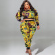 EVE Fashion Print Long Sleeve Two Piece Pants Set GDAM-218287