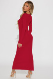 EVE Sexy Hollow Out Long Sleeve Slit Maxi Dress YD-8776