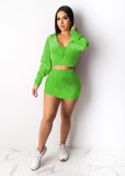 EVE Solid Color Velvet Wrap Chest Three Piece Shorts Set MUKF-MK091