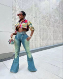 EVE Fashion Zipper Adjustable Lumbar Slim Jeans TK-6298