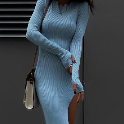 EVE Sexy Long Sleeve Backless Slit Bodycon Dress FL-22153