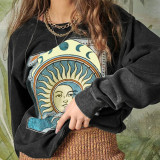 EVE Knit Crew Neck Printed Long Sleeve Sweatshirt FL-21060