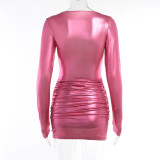 EVE Fashion Metallic Long Sleeve Slim Mini Dress FL-23373