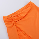 EVE Lace Long Sleeve Crop Tops And Split Skirt 2 Piece Set FL-23447