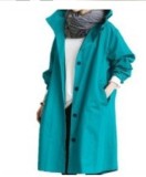 EVE Plus Size Solid Color Long Sleeve Hooded Wind Coat GOFY-X2279