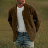 EVE Men Plus Size Solid Color Fashion Single Breasted Jacket Coat GOFY-D25