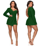 EVE Solid Color Single Shoulder Tight Romper YF-K10049