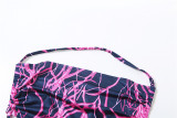 EVE Fashion Print Long Sleeve Coat+Tie Up Vest Three Piece Pants Set XEF-34569
