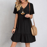 EVE Plus Size Short Sleeve Solid Color Casual Dress GOFY-W230343