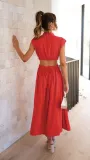 EVE Soiid Color Hollow Out Sleeveless Maxi Dress GOFY-23003