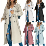 EVE Solid Color Long Sleeve Double Breasted Coat GOFY-888