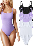 EVE Summer Solid Color Sling Bodysuit GOFY-YM23015