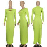 EVE Fashion Hollow Out Rib Maxi Dress YD-8781