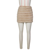 EVE Solid Color Zipper Plush MIni Skirt ZSD-0626