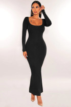 EVE Slim Square Neck Long Sleeve Knit Maxi Dress MZ-2813