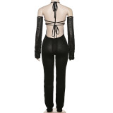 EVE Sexy Backless Strappy Knit Long Sleeve Slim Jumpsuits XEF-33745