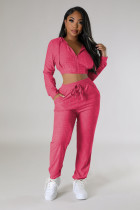 EVE Velvet Solid Color Hooded Two Piece Pants Set YD-8782-B12