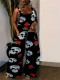 EVE Halloween Skull Print Sleeveless Back Pants Jumpsuit SH-390760