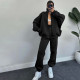 EVE Solid Color Zipper Sweatshirt Coat Two Piece Pants Set SSNF-211340