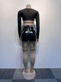 EVE Plus Size Hot Drill Patchwork Tie Up Two Piece Shorts Set NY-2838