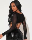 EVE Plus Size Hot Drill Patchwork Tie Up Two Piece Shorts Set NY-2838