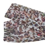 EVE Leopard Print Deep V Neck Long Sleeve Wide Leg Jumpsuit BY-X6610