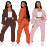 EVE Casual Solid Color Long Sleeve Two Piece Pants Set YD-8785