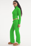 EVE Solid Color Zipper Tops And Pants Two Piece Set YD-8784