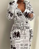 EVE Casual Print Long Sleeve Hooded Midi Dress GDNY-2253
