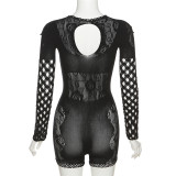 EVE Mesh See Through Hollow Out Tight Romper XEF-W23Q27192