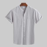 EVE Men's Plus Size Short Sleeve Solid Color Shiirt GXWF-B66