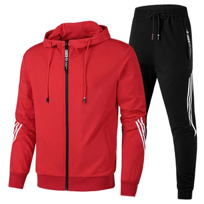 EVE Men's Plus Size Sport Zipper Hoodies Two Piece Pants Set GXWF-11