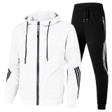 EVE Men's Plus Size Sport Zipper Hoodies Two Piece Pants Set GXWF-11