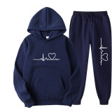 EVE Fashion Love Print Fleece Sweatshirt Two Piece Pants Set GXWF-hhk