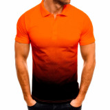 EVE Men's Plus Size Gradient Color Sport Short Sleeve POLO Shirt GXWF-ZT135