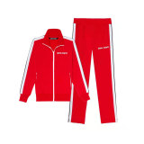 EVE Men's Plus Size Strpe Color Block Zipper Sweatshirt Two Piece Pants Set GXWF-qn003