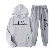 EVE Fashion Love Print Fleece Sweatshirt Two Piece Pants Set GXWF-hhk