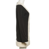 EVE Fashion Cardigan Lambswool Patchwork Slim Coat XEF-35927