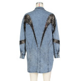 EVE Lace Patchwork Long Sleeve Denim Jacket Coat ZSD-0621