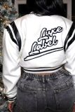 EVE Letter Embroider Rib Patchwork Baseball Jacket YNSF-2616