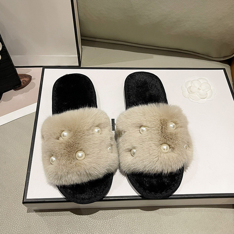 EVE Pearl Home Furry Flat Slippers ZFLX-FL-73