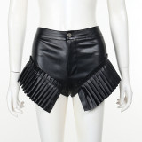 EVE Sexy Pleated Edge Leather Shorts FL-23502