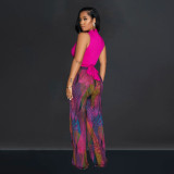 EVE Colorful Printed V-Neck Sleeveless Pants Two Piece Set BY-6708