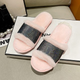 EVE Furry Crystal Sequins Warm Flat Slippers ZFLX-FL-51