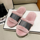 EVE Furry Crystal Sequins Warm Flat Slippers ZFLX-FL-51