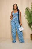 EVE Sexy Denim Print Tank Tops And Pants Two Piece Set ZSD-0630