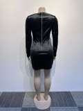 EVE Plus Size Long Sleeve Sequin Split Mini Dress NY-2851