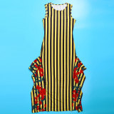 EVE Plus Size Stripe Patchwork Print Sleeveless Maxi Dress NY-10625